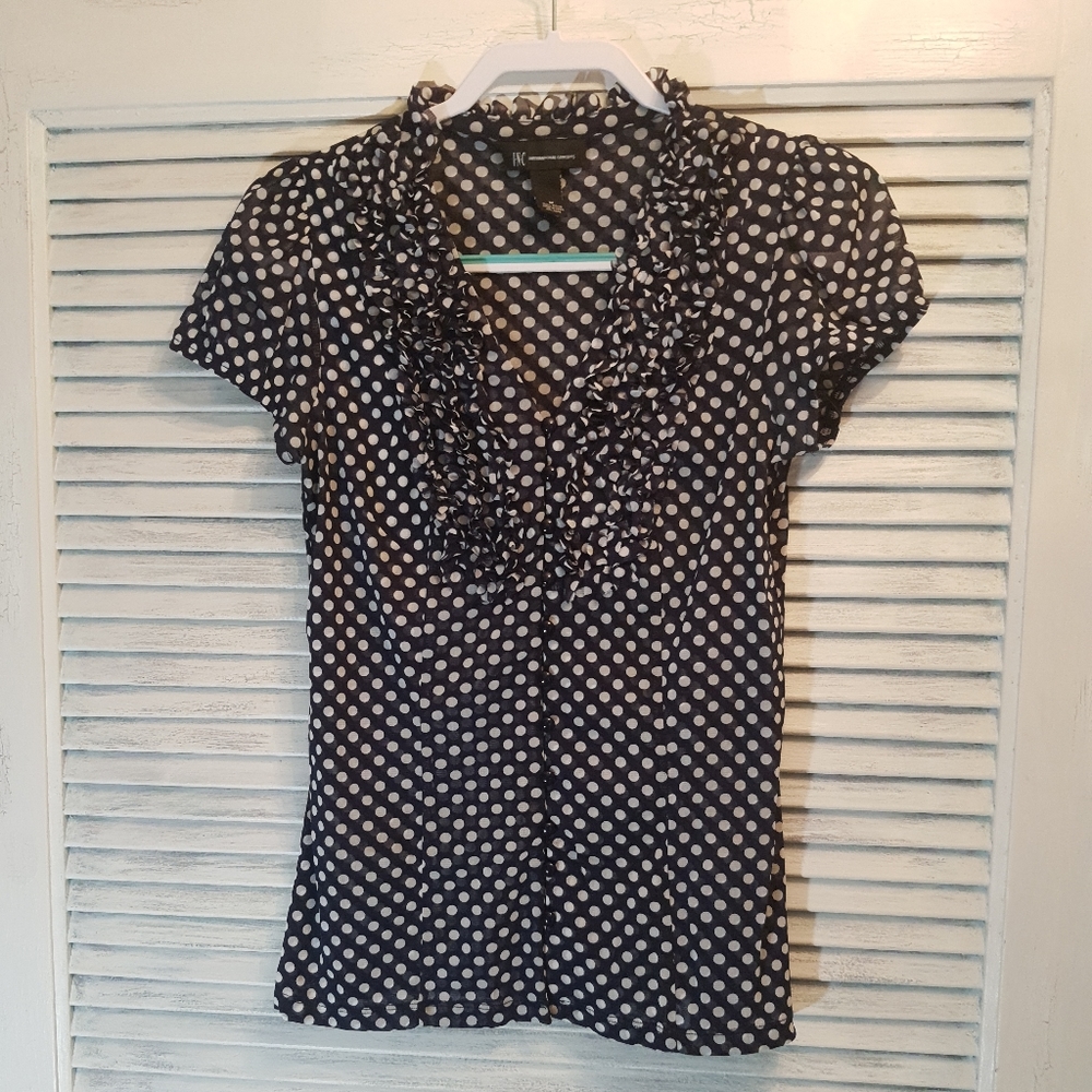 INC International Concepts Button Down Top with Rouched Neckline. Size Medium.